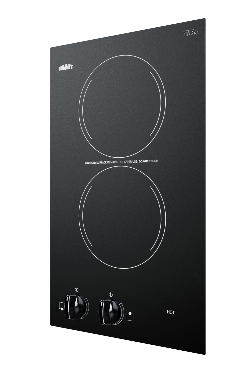208-240V 2-burner cooktop in black ceramic glass, made in Europe